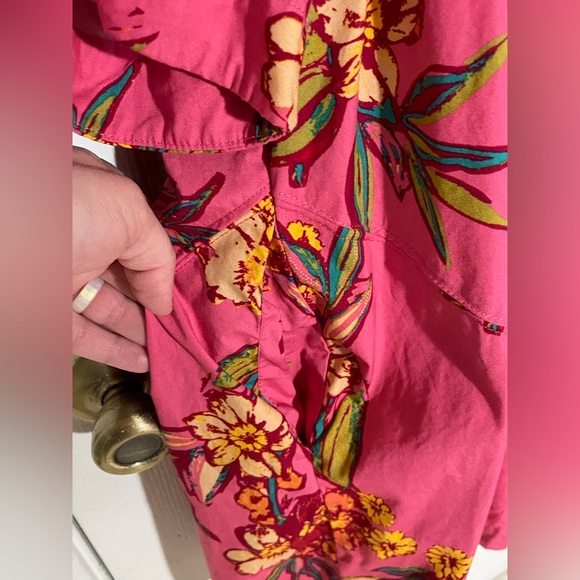 Free People Tunic Dress Women’s Large Pink Colorful Floral Boho Mini Peasant - Picture 6 of 10